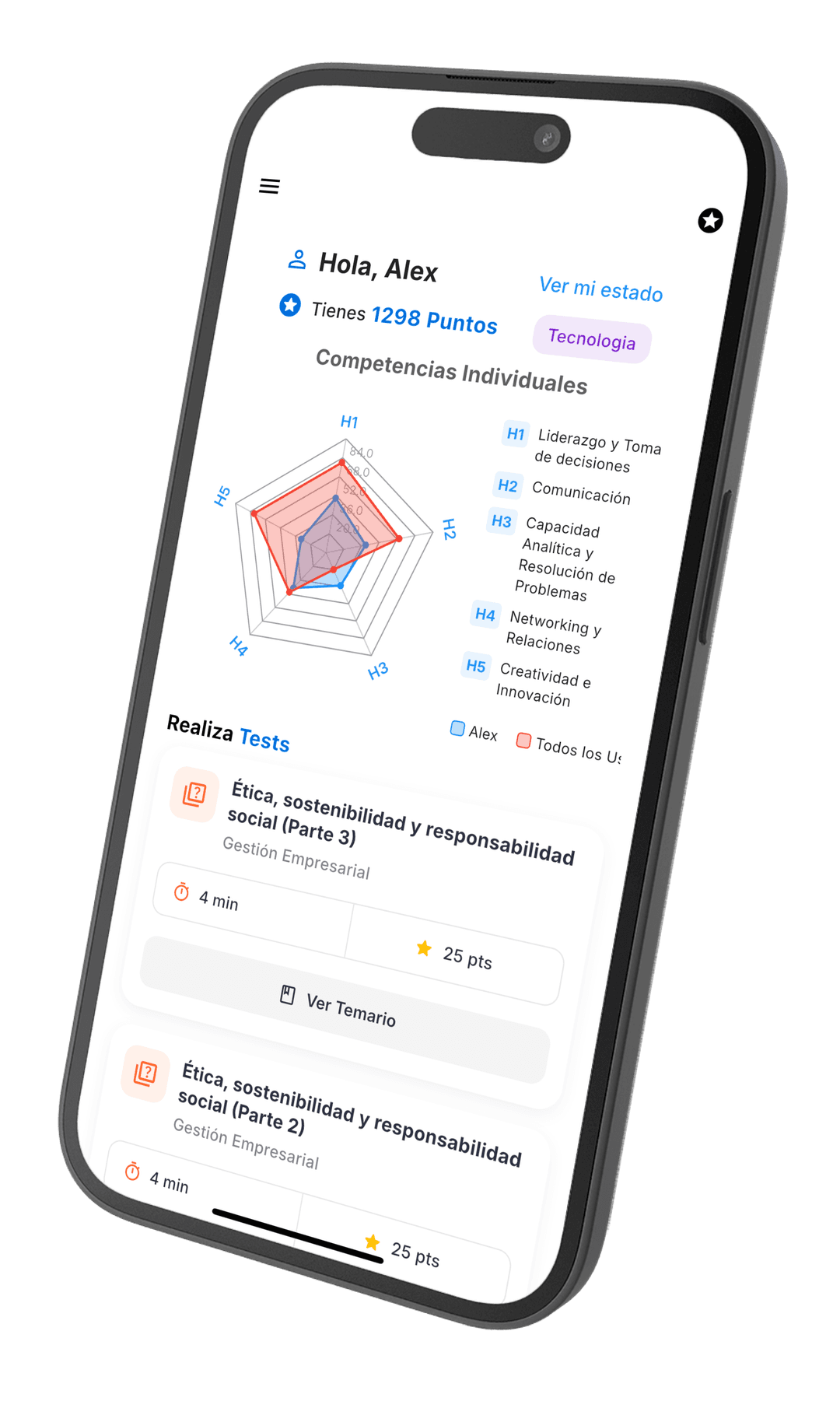 Vista lateral de la aplicación Okhamy